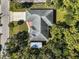 Overhead view of house, yard, and detached shed at 740 Citrus Rd, Venice, FL 34293