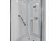 Clean and spacious shower with glass enclosure and grab bar at 8230 Harborside Cir, Englewood, FL 34224