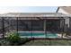 View of the screened-in pool area from the backyard showcasing the outdoor living space at 13194 Borrego St, Venice, FL 34293