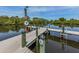 Community dock with a ladder leading to the water and clear views of the surrounding area on a sunny day at 17 Nautical Dr, North Port, FL 34287