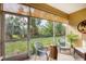 Relaxing screened porch with wicker furniture and tranquil garden views at 27231 Ipswich Dr, Englewood, FL 34223