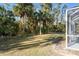 A well-maintained lawn and landscaped backyard with tropical palms at 3415 N Cranberry Blvd, North Port, FL 34286