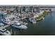 Waterfront condo building featuring a private marina with multiple boat slips and easy access to the open water at 501 Tamiami N Trl # 502, Venice, FL 34285