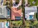 Aerial view of the property highlighting the backyard pool, spacious layout, and neighborhood at 612 Cadiz Rd, Venice, FL 34285