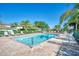 Resort style community pool area with comfortable lounge chairs and palm trees at 9204 L Pavia Blvd # 9204, Venice, FL 34292