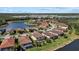 Aerial view of a beautiful neighborhood surrounding a serene lake at 12279 Canavese Ln, Venice, FL 34293