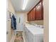Laundry room with sink, storage cabinets and full size washer and dryer at 13278 Huerta St, Venice, FL 34293