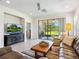 Inviting living room featuring tile floors, comfortable seating, and view to outdoor patio at 1342 Maseno Dr, Venice, FL 34292