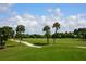 Lush golf course featuring manicured greens, palm trees, and a winding cart path under a sunny sky at 13730 Vancanza, Venice, FL 34293