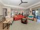Open concept floor plan, seamlessly connecting the living room, kitchen, and dining area at 26825 Weiskopf Dr, Englewood, FL 34223