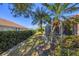 Lush backyard featuring a screened lanai and well-manicured lawn at 805 Derbyshire Dr, Venice, FL 34285
