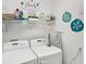 Laundry room features a new washer and dryer, laundry-themed decor, and ample storage at 805 Derbyshire Dr, Venice, FL 34285