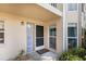 This condo's front entrance features a large, clean front door, a tile entryway and updated windows at 811 Waterside Dr # 102, Venice, FL 34285