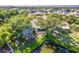 Aerial view of home backing up to a pond, mature trees, and a screened-in lanai at 3 Inlets Blvd # 3, Nokomis, FL 34275