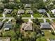 A neighborhood aerial view, showing the tree lined streets and well manicured lawns at 4344 Ozark Ave, North Port, FL 34287