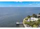 Aerial view of waterfront home with private dock and pool; stunning water views at 200 Colony Point S Rd, St Petersburg, FL 33705