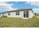 New home with grassy backyard and sliding glass door at 31698 Wild Grape Ln, Brooksville, FL 34602