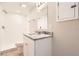 Updated bathroom with granite vanity and a shower at 3531 Oxford Dr, Holiday, FL 34691