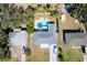 Aerial view showing house, pool, and surrounding area at 1344 Springdale St, Clearwater, FL 33755