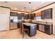 Updated kitchen with dark cabinetry, stainless steel appliances and breakfast bar at 20102 Blue Daze Ave, Tampa, FL 33647