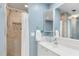 Clean bathroom with walk-in shower and updated vanity at 818 Via Tripoli, Punta Gorda, FL 33950