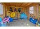 Well-organized storage area with various outdoor recreational items at 505 Sally Lee Dr, Ellenton, FL 34222