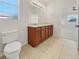 Clean bathroom with double vanity and large mirror at 3105 46Th E St, Palmetto, FL 34221