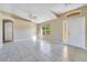 Bright living room with tile floors and vaulted ceilings at 7864 Jayman Rd, North Port, FL 34291