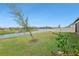 Backyard oasis with pond view, lush grass, and privacy fence at 8796 Little Bluestem Dr, Land O Lakes, FL 34637