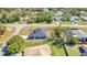 Aerial view showcasing a house's backyard and pool at 13474 Tune Ln, Spring Hill, FL 34609