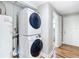 Stackable Samsung washer and dryer in laundry room at 6941 Twilite Dr, Port Richey, FL 34668