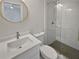 Modern bathroom with white vanity, walk-in shower, and updated fixtures at 2801 65Th N Way, St Petersburg, FL 33710