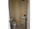 Simple, clean bathroom with pedestal sink and toilet at 25737 Frith St, Land O Lakes, FL 34639