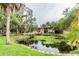 Charming community pond with a bridge and lush landscaping at 5504 Pokeweed Ct # 154, Tampa, FL 33617