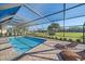 Relaxing pool and patio with screened enclosure overlooking a golf course at 3770 Torrey Pines Blvd, Sarasota, FL 34238