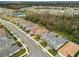 Neighborhood view with tree-lined buffer, showcasing a street of homes and landscaping at 3135 Great Banyan Way, Wesley Chapel, FL 33543