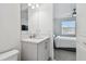 Simple bathroom with vanity, toilet and view of bedroom at 3135 Great Banyan Way, Wesley Chapel, FL 33543