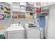 Bright laundry room with washer, dryer and shelving at 6650 100Th N Way # 25C, St Petersburg, FL 33708
