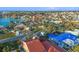 Aerial view highlighting waterfront home and surroundings at 8017 13Th S Ave, St Petersburg, FL 33707
