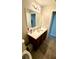 Bathroom featuring a single vanity, large mirror, and tile floors at 39567 Dawson Chase Dr, Zephyrhills, FL 33540