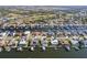 Overhead view of a waterfront neighborhood lined with well-maintained homes, docks, and scenic canals at 818 Golf Island Dr, Apollo Beach, FL 33572