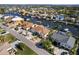 Expansive aerial view of a charming neighborhood with waterfront homes, lush landscaping, and serene waterways at 818 Golf Island Dr, Apollo Beach, FL 33572