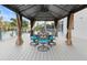 This covered patio features comfortable seating for six and a view of the water at 818 Golf Island Dr, Apollo Beach, FL 33572