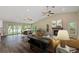 Bright living area with a fireplace, hardwood floors, and an open floor plan at 289 Whisper Lake Rd, Palm Harbor, FL 34683