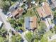 Aerial view showing the home's proximity to waterways and lush landscaping at 4522 Marine Pkwy, New Port Richey, FL 34652