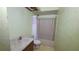 Compact bathroom features a shower-tub combo and a single sink vanity at 5109 19Th W St, Bradenton, FL 34207