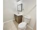 Bathroom featuring modern vanity with new countertop, new paint, and new fixtures at 2117 W Paris St, Tampa, FL 33604