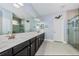 Double vanity bathroom with marble counters and walk in shower at 1280 Windy Bay Shl, Tarpon Springs, FL 34689