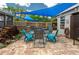 Relaxing patio with seating area and shade sail at 1422 Bayshore Rd, Ruskin, FL 33570