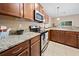 Modern kitchen features stainless steel appliances and granite countertops at 8609 Fiddleleaf Ct, Tampa, FL 33647